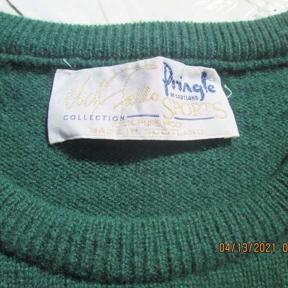 Vtg PRINGLE of Scotland Men's XL Golf Sweater Nick Faldo Collection Green Wool - Picture 2 of 6